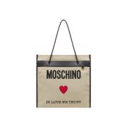 Moschino Tote Bags Beige, Dam