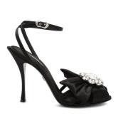 Dolce & Gabbana Eleganta Svarta Kristall Sandaler Black, Dam