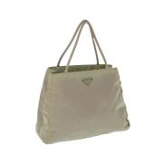 Prada Vintage Pre-owned Nylon handvskor Beige, Dam