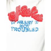 Off White Vit Röd Heart Trouble T-shirt White, Dam