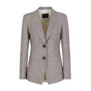 Emporio Armani Vit Herringbone Blazer Gray, Dam