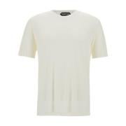 Tom Ford Vit Crewneck T-shirt Lyocell Blandning White, Herr