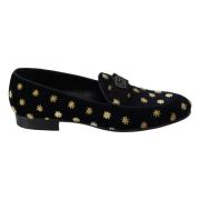 Dolce & Gabbana Lyxiga Velvet Crown Broderi Loafers Multicolor, Dam