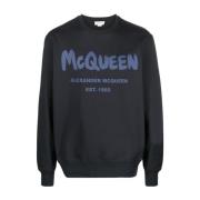 Alexander McQueen Stiligt Sweatshirt i Loopback Stickning för Män Blue...