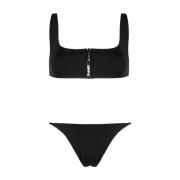 Off White Svart Logo-Print Bikini Dragkedja Underkläder Black, Dam
