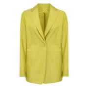 Max Mara Studio Silke Shantung V-Hals Blazer Gul Yellow, Dam