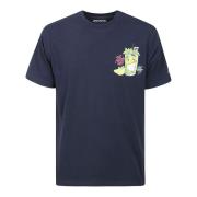 MC2 Saint Barth Bomull T-shirt med Bröst- och Ryggtryck Blue, Herr