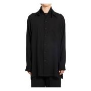 Yohji Yamamoto Svart Draperad Lawn Skjorta Black, Herr