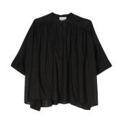 Semicouture Svart Halvgenomskinlig Skjorta med Detaljer Black, Dam