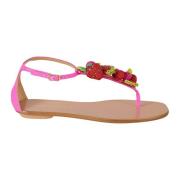 Aquazzura Jordgubbspunch Platta Sandaler Multicolor, Dam