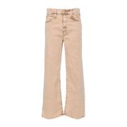 Mother Beige Straight Leg Jeans Beige, Dam