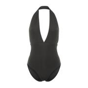 TotêMe Anthracite Halterneck Swimsuit Black, Dam