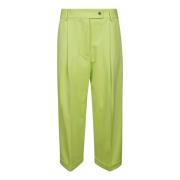 Liviana Conti Milanese Stitch Straight Leg Trousers Green, Dam