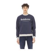 Baldinini Trendy Sweatshirt Monokrom Logotyp Blue, Herr