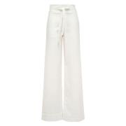 MVP wardrobe Högmidjade palazzo jeans i mörk tvätt White, Dam