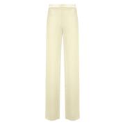 MVP wardrobe Elegant Viscose Straight Leg Byxor Beige, Dam