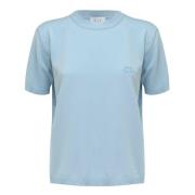 MVP wardrobe Broderad Rund Hals T-shirt Blue, Dam