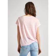 Pepe Jeans Rosa Linne V-ringad T-shirt Pink, Dam