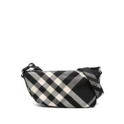 Burberry Svart/Vit Nova Check Riddare Axelväska Multicolor, Herr