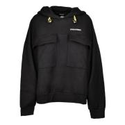 Dsquared2 Oversized Fit Hoodie Sweatshirt Svart Black, Dam