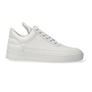 Filling Pieces Vita lädersneakers med ribbad gummisula White, Herr