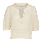 Laneus Beige Polo Crop Sweater Beige, Dam