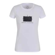 Armani Exchange Glitter Logo Tee Casual White Shirt White, Dam