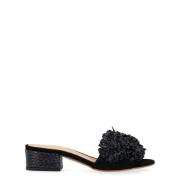 Paloma Barceló Svart Mocka Blomma Sandal Black, Dam