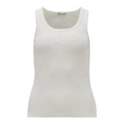 Moncler Logo Top i Canalé Stil White, Dam