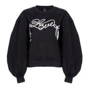 Pinko Love Birds Broderad Sweatshirt Svart Black, Dam