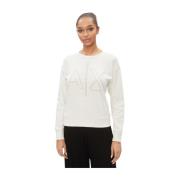 Armani Exchange Klassisk Crewneck Sweatshirt White, Dam