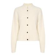 Gestuz Ivory Kort Cardigan med Knappar White, Dam