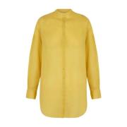 Cortana Gul Bomull Voile Oversize Skjorta Yellow, Dam