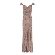 Cortana Silk Printed Maxi Klänning Pink, Dam