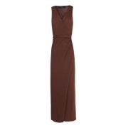 Cortana Burgundy Linne Silke Wrap Klänning Brown, Dam