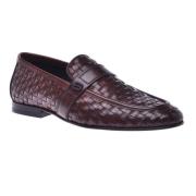 Baldinini Loafer in dark brown woven leather Brown, Herr