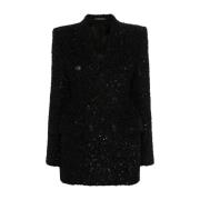 Balenciaga Svart Tweed Bouclé Dubbelknäppt Jacka Black, Dam