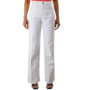 Pinko Wide Leg Denim Jeans White, Dam