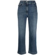 Love Moschino Högmidjade denimbyxor med broderi Blue, Dam