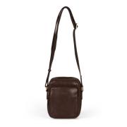 Howard London Mörkbrun läder Crossbody väska Brown, Herr