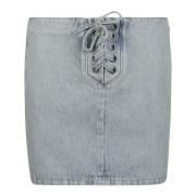 Rotate Birger Christensen Denim Minikjol Blue, Dam