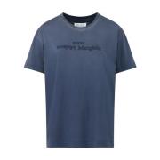 Maison Margiela Blå Bomull Crew Neck Logo T-shirt Blue, Dam