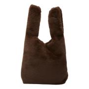 Stand Studio Faux Fur Toteväska Brun Brown, Dam