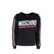 Moschino Svart Crewneck Sweatshirt Under Where? Print Black, Dam