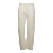 Victoria Beckham Lågt Skurna Slouch Jeans Beige, Dam