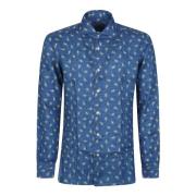 Barba Napoli Blå/Gul Neck Shirt Blue, Herr