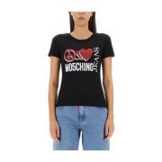 Moschino Peace & Love Logo Print Tee Black, Dam