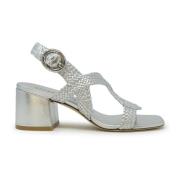 Stuart Weitzman Silver Läder Sandaler Wvette Ss24 Gray, Dam