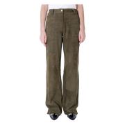 Giorgio Brato Militärgrön Läderbyxor Arbetare Pant Style Green, Dam