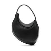 Mugler Svart Läder Curve-Edge Topp Handväska Black, Dam